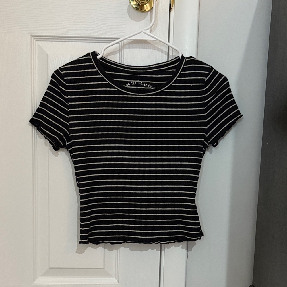 Black and White Striped Crop Top